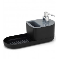 Porta Detergente 10cm Por 24,5cm Com Suporte Para Bucha e Sabão Cinza